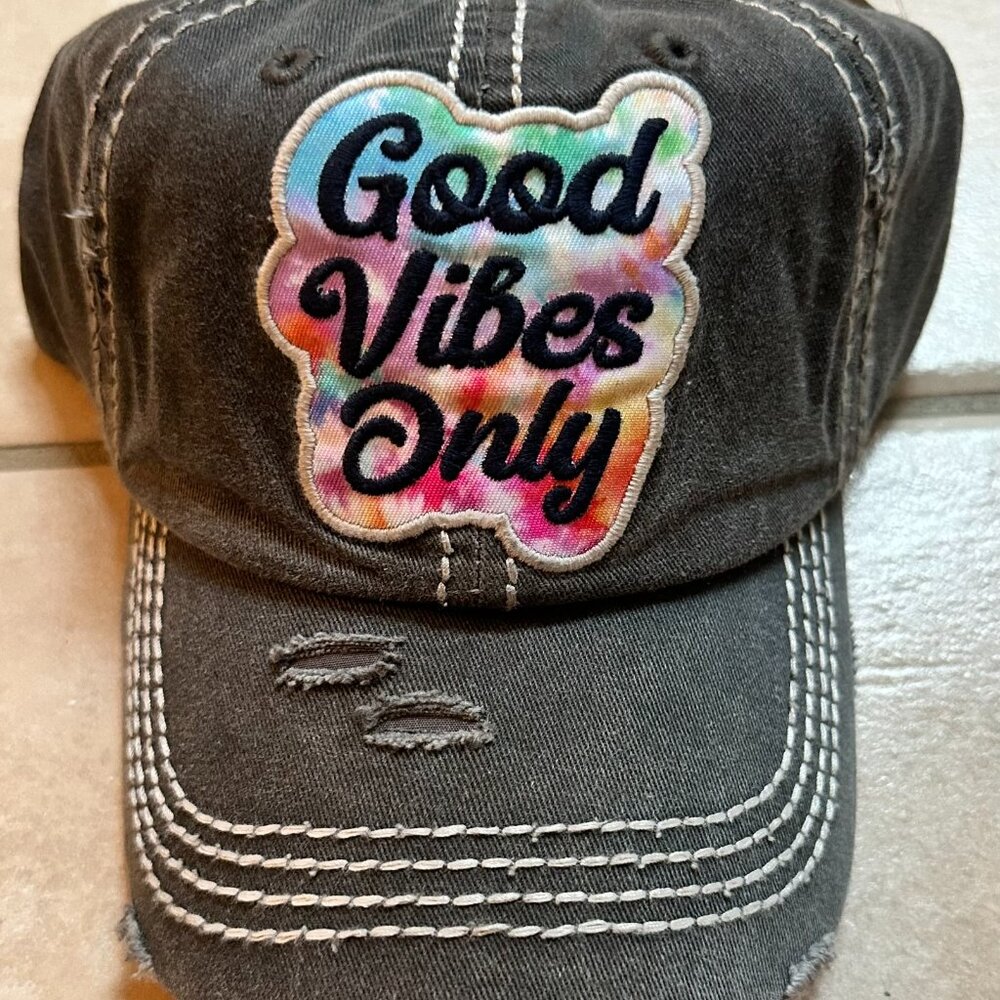 Kbethos Distressed Good Vibes Only Womens Baseball Cap